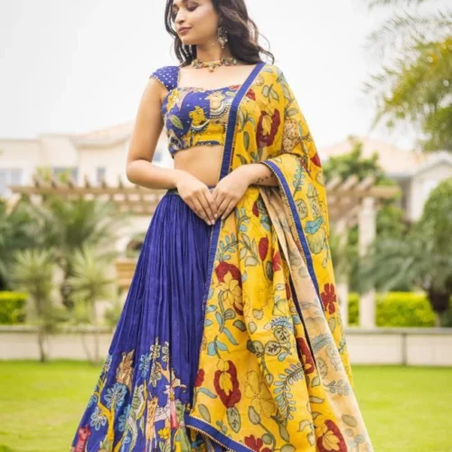 Black Floral Georgette Lehenga with Blouse & Shrug